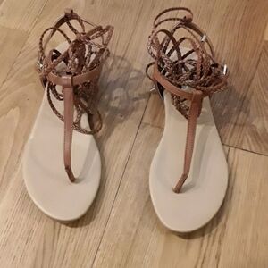 Faux leather  tan sandals